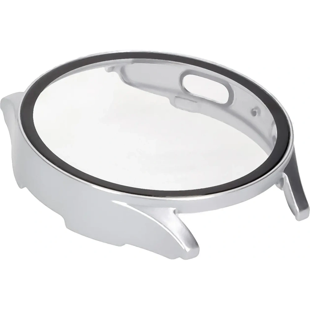 Etui ze szkłem do zegarka Bizon Case+Glass Watch do Samsung Galaxy Watch 7 40 mm satynowo srebrne