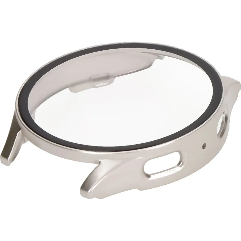 Etui ze szkłem do zegarka Bizon Case+Glass Watch do Samsung Galaxy Watch 7 40 mm satynowo szampańskie