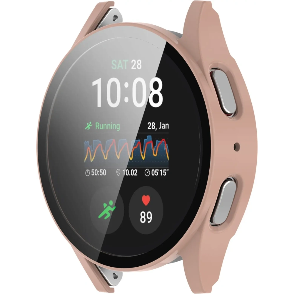 Etui ze szkłem do zegarka Bizon Case+Glass Watch do Samsung Galaxy Watch 7 40 mm różowe