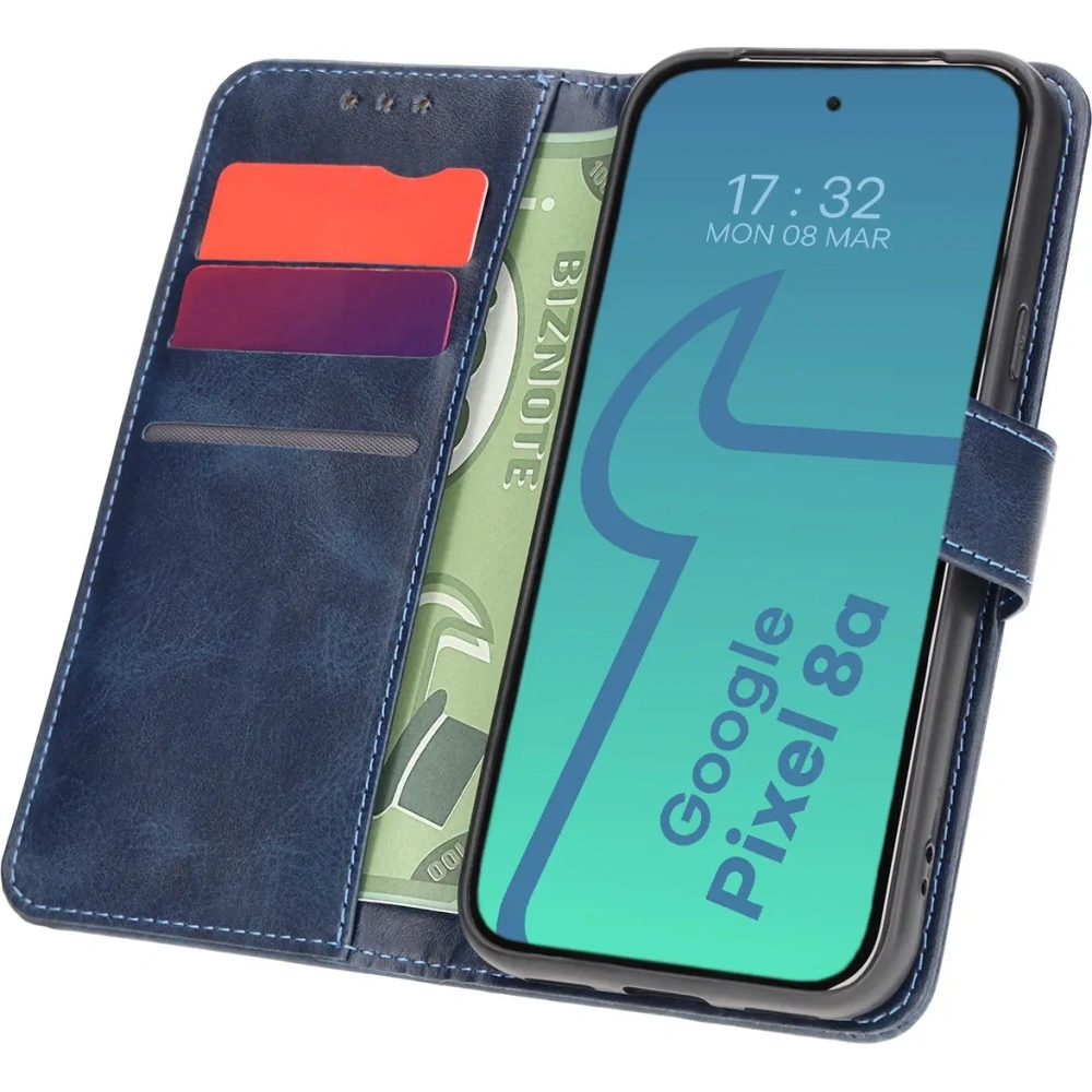 Etui z klapką Bizon Case Pocket do Google Pixel 8a granatowe