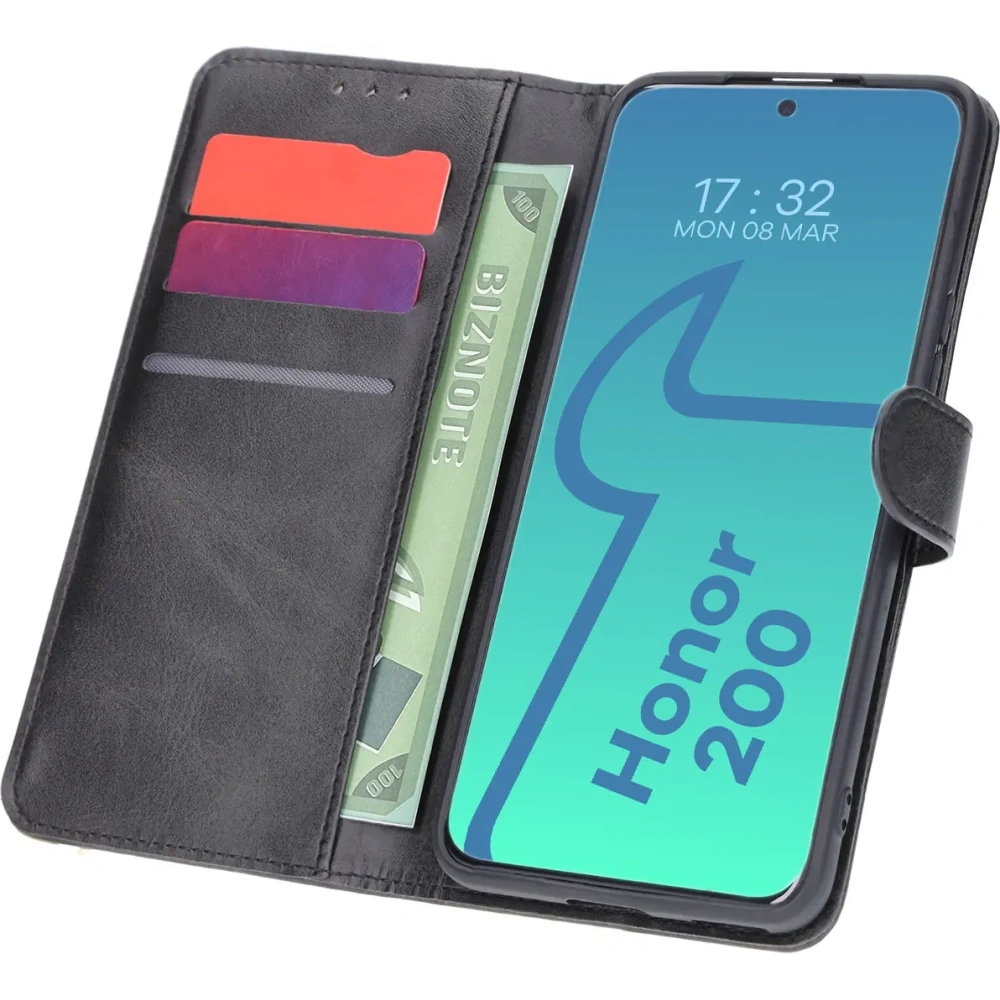 Etui z klapką Bizon Case Pocket do Honor 200 czarne