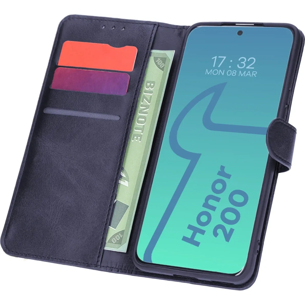 Etui z klapką Bizon Case Pocket do Honor 200 granatowe