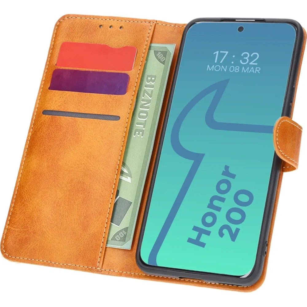 Etui z klapką Bizon Case Pocket do Honor 200 brązowe