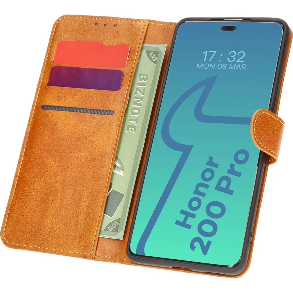 Etui z klapką Bizon Case Pocket do Honor 200 Pro brązowe