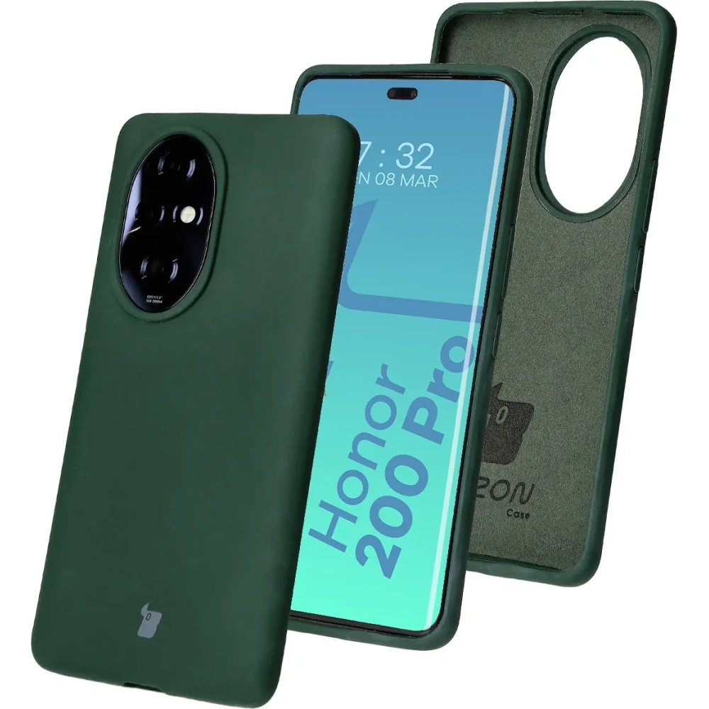 Silikonowe etui Bizon Soft Case do Honor 200 Pro ciemnozielone