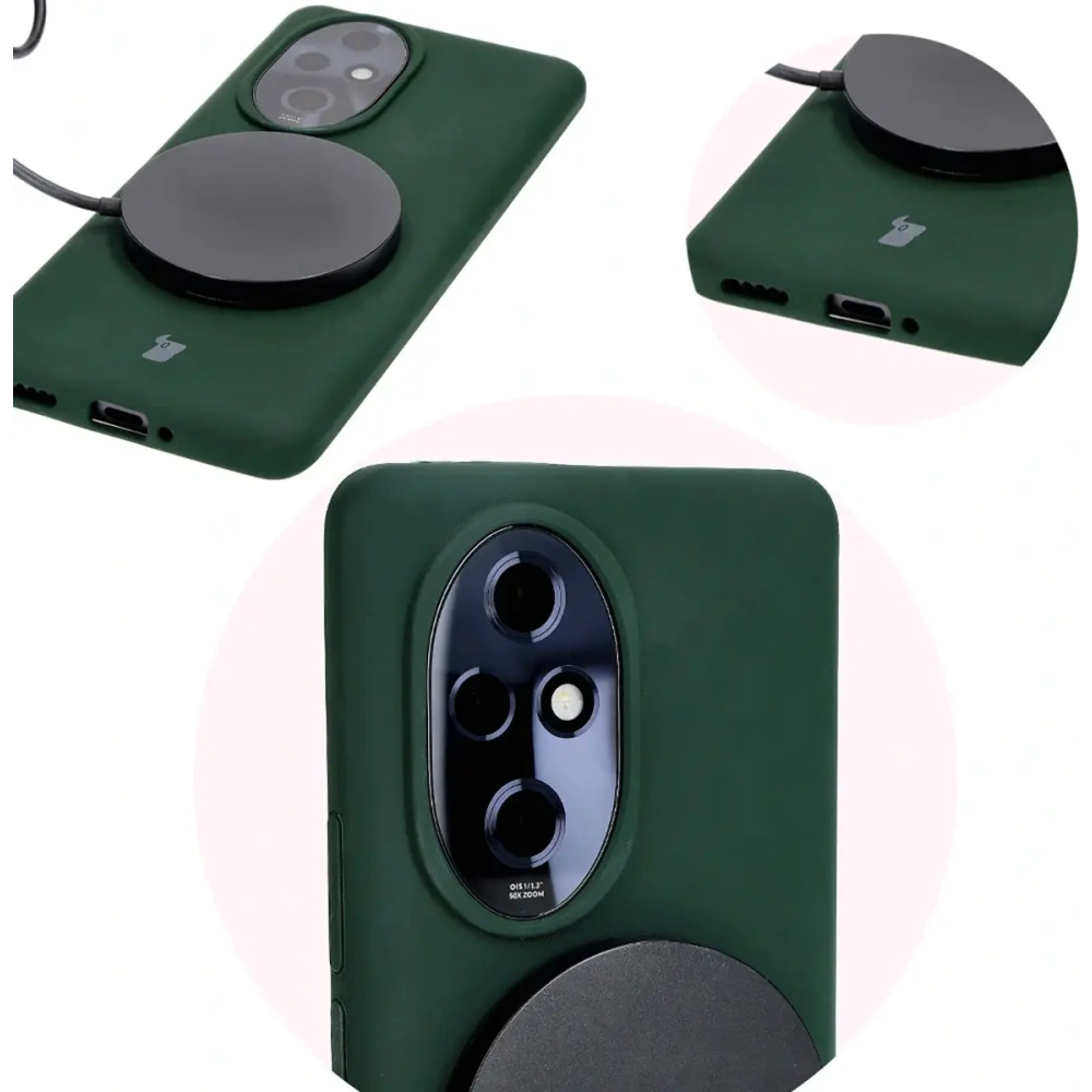 Silikonowe etui Bizon Soft Case do Honor 200 Pro ciemnozielone