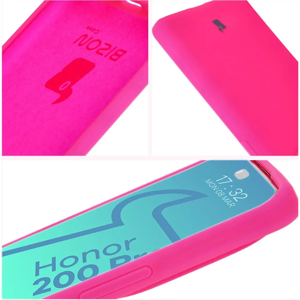 Silikonowe etui Bizon Soft Case do Honor 200 Pro neonowo-różowe