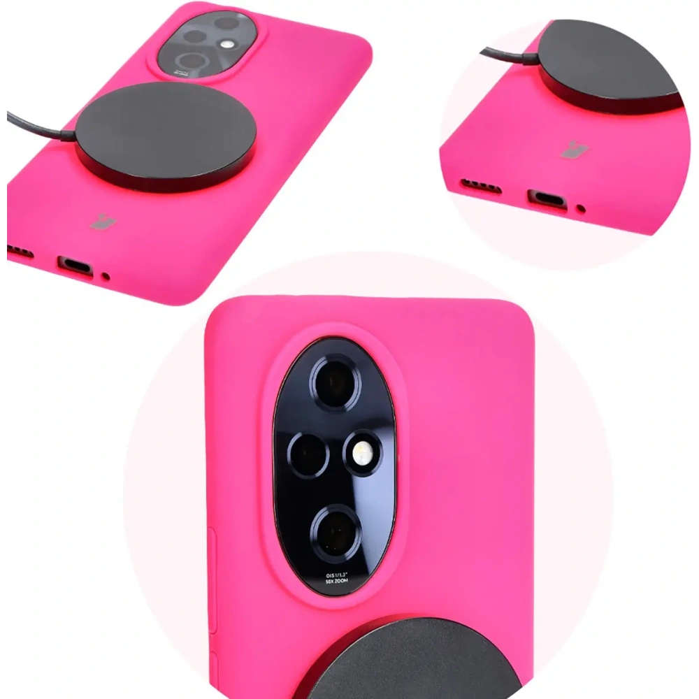Silikonowe etui Bizon Soft Case do Honor 200 Pro neonowo-różowe