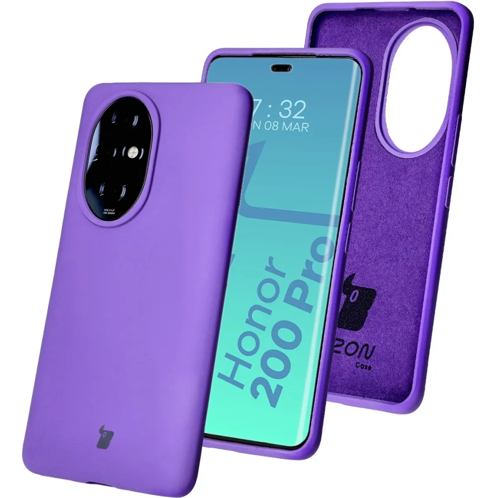 Silikonowe etui Bizon Soft Case do Honor 200 Pro fioletowe