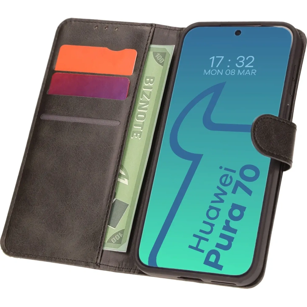 Etui z klapką Bizon Case Pocket do Huawei Pura 70 czarne