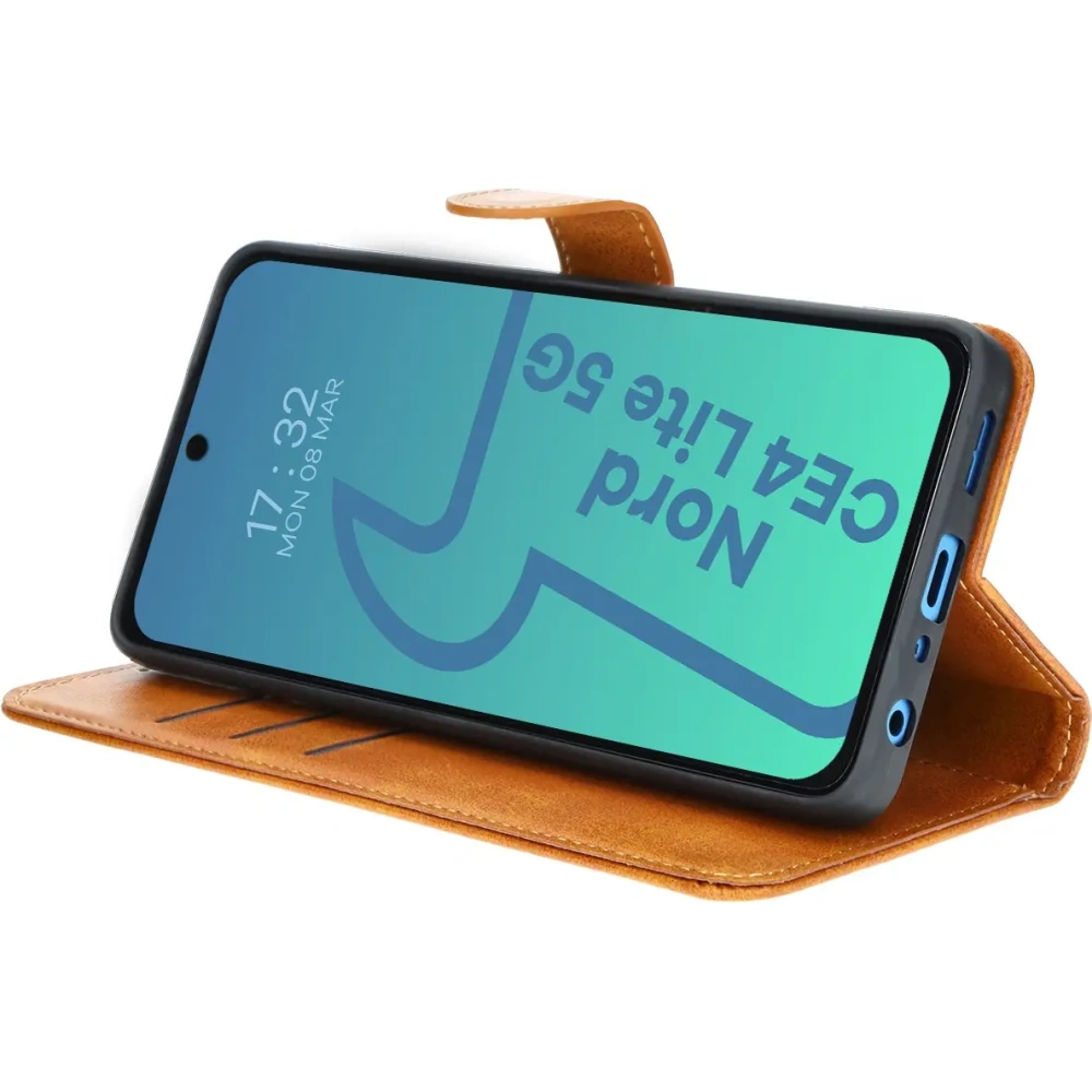 Etui z klapką Bizon Case Pocket do OnePlus Nord CE4 Lite 5G brązowe