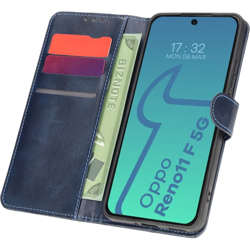 Etui z klapką Bizon Case Pocket do Oppo Reno11 F 5G granatowe
