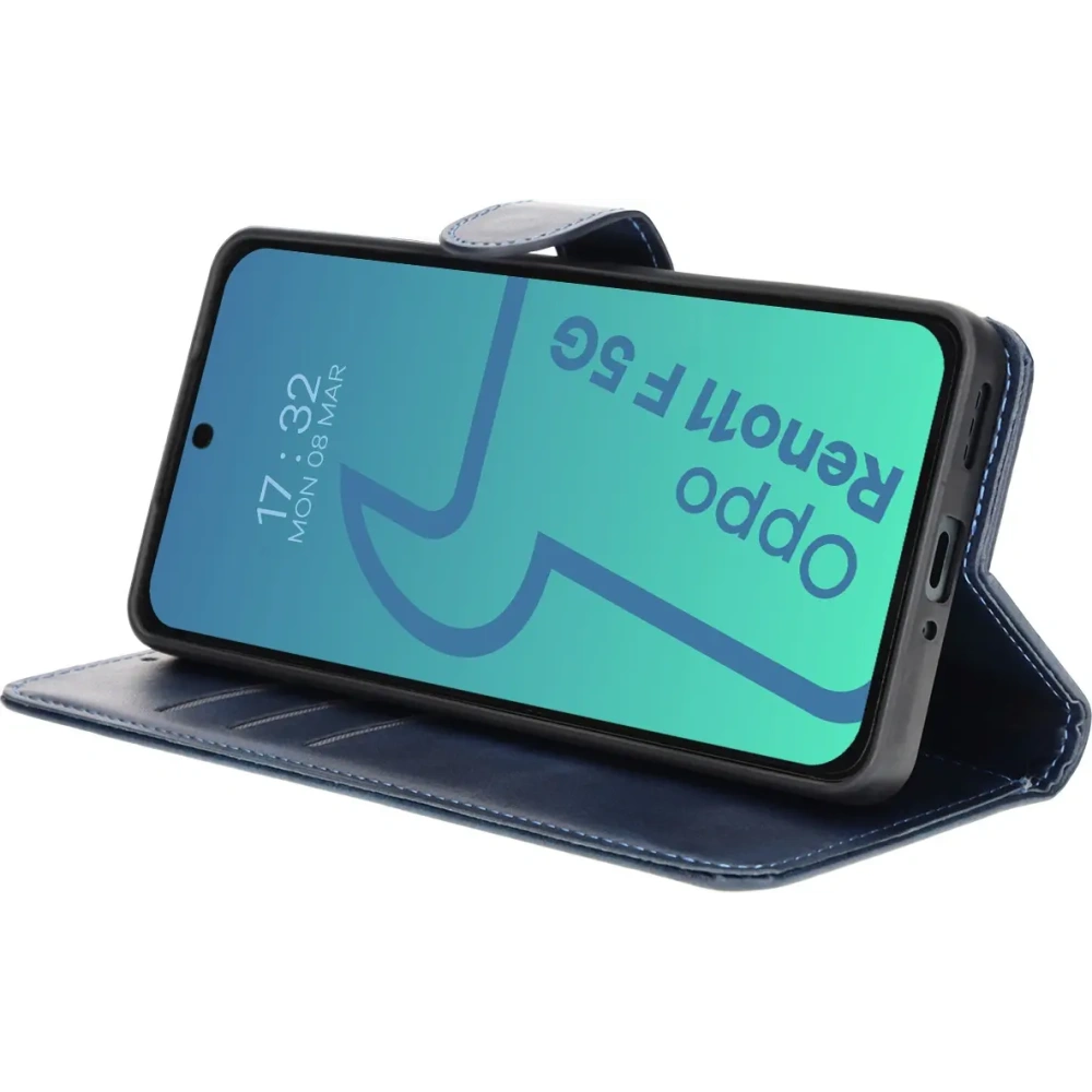 Etui z klapką Bizon Case Pocket do Oppo Reno11 F 5G granatowe