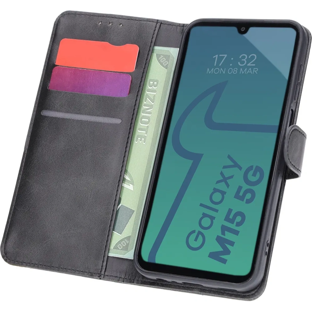Etui z klapką Bizon Case Pocket do Samsung Galaxy M15 5G czarne