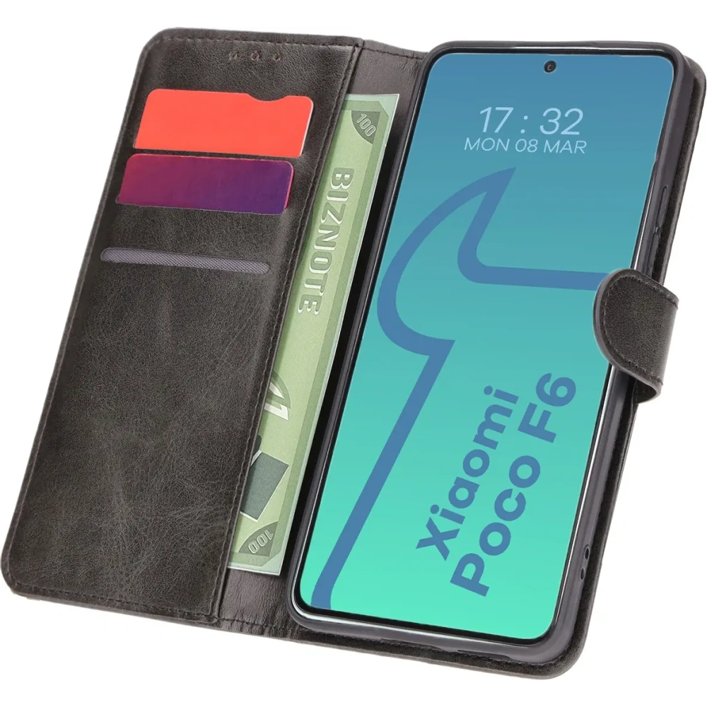 Etui z klapką Bizon Case Pocket do Xiaomi Poco F6 czarne