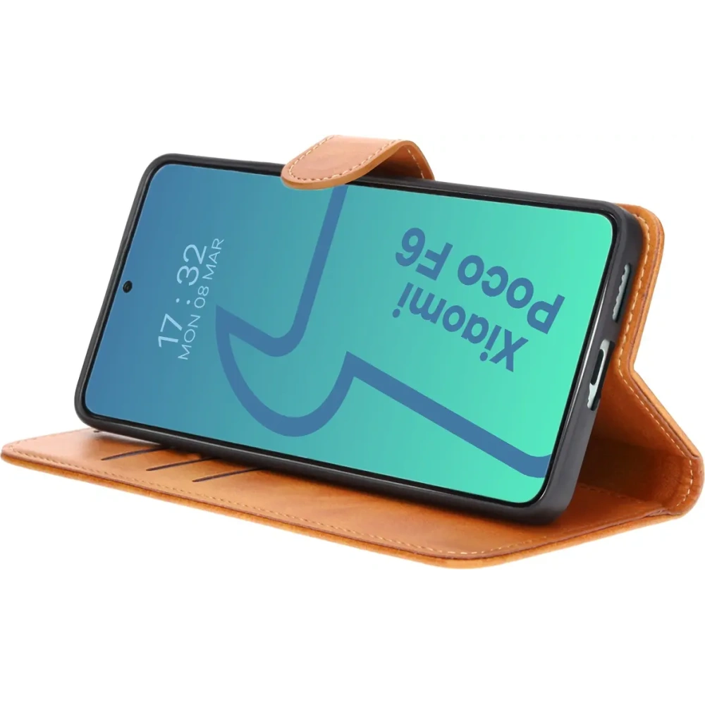 Etui z klapką Bizon Case Pocket do Xiaomi Poco F6 brązowe