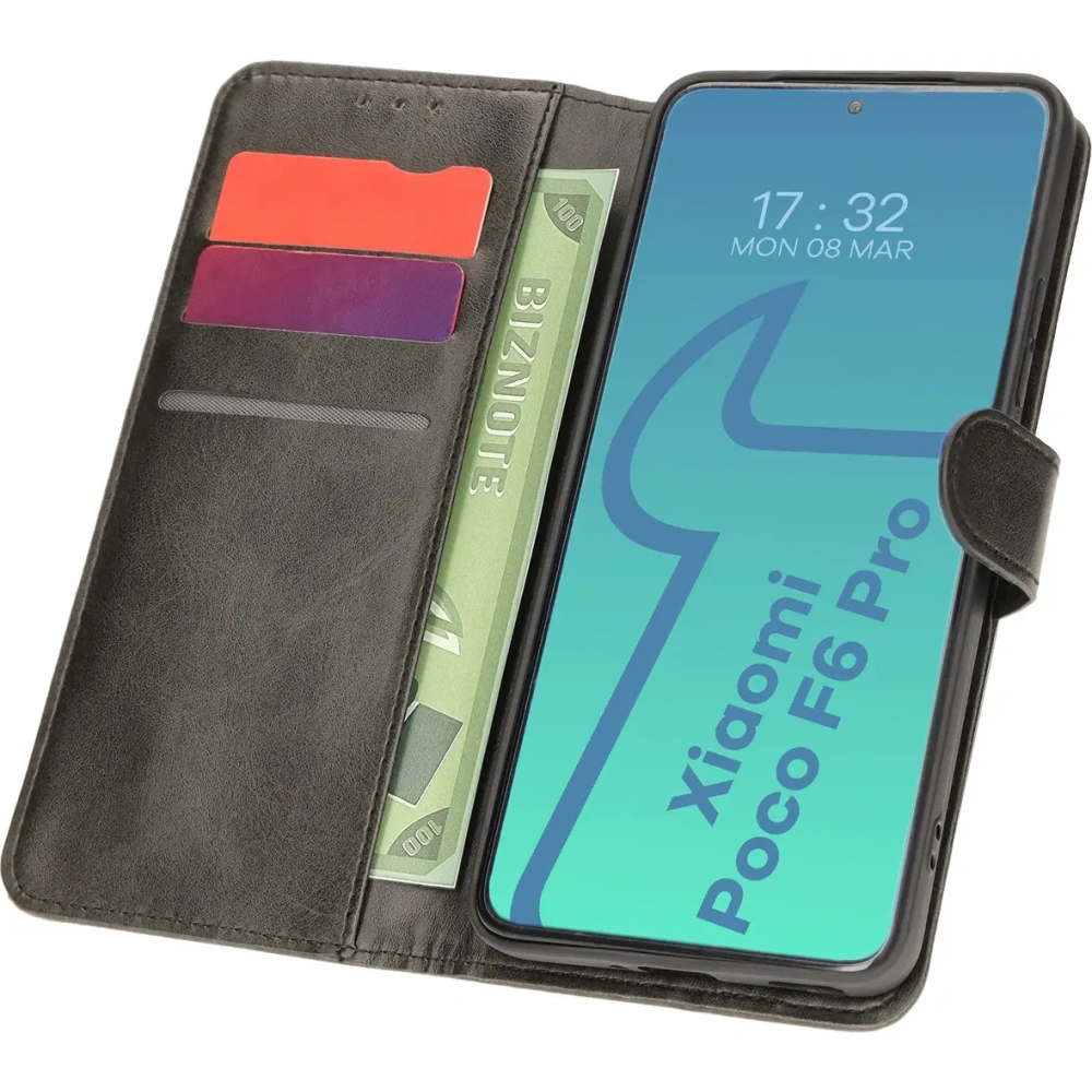 Etui z klapką Bizon Case Pocket do Xiaomi Poco F6 Pro czarne