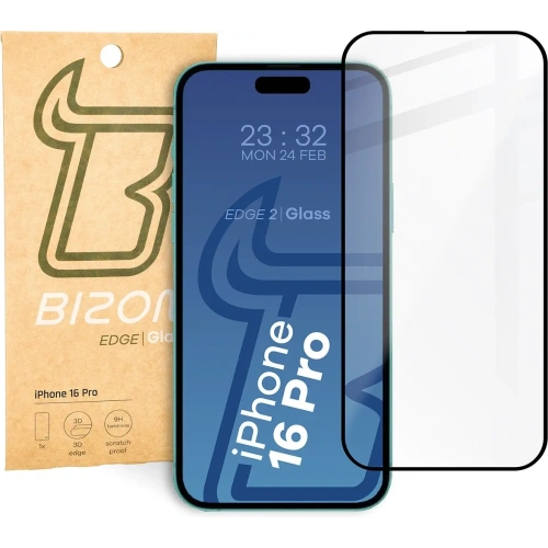 Kup Bizon Glass Edge 2 Apple iPhone 16 Pro negru - BIZ6159 - {ean13} - Sklep Home Screen
