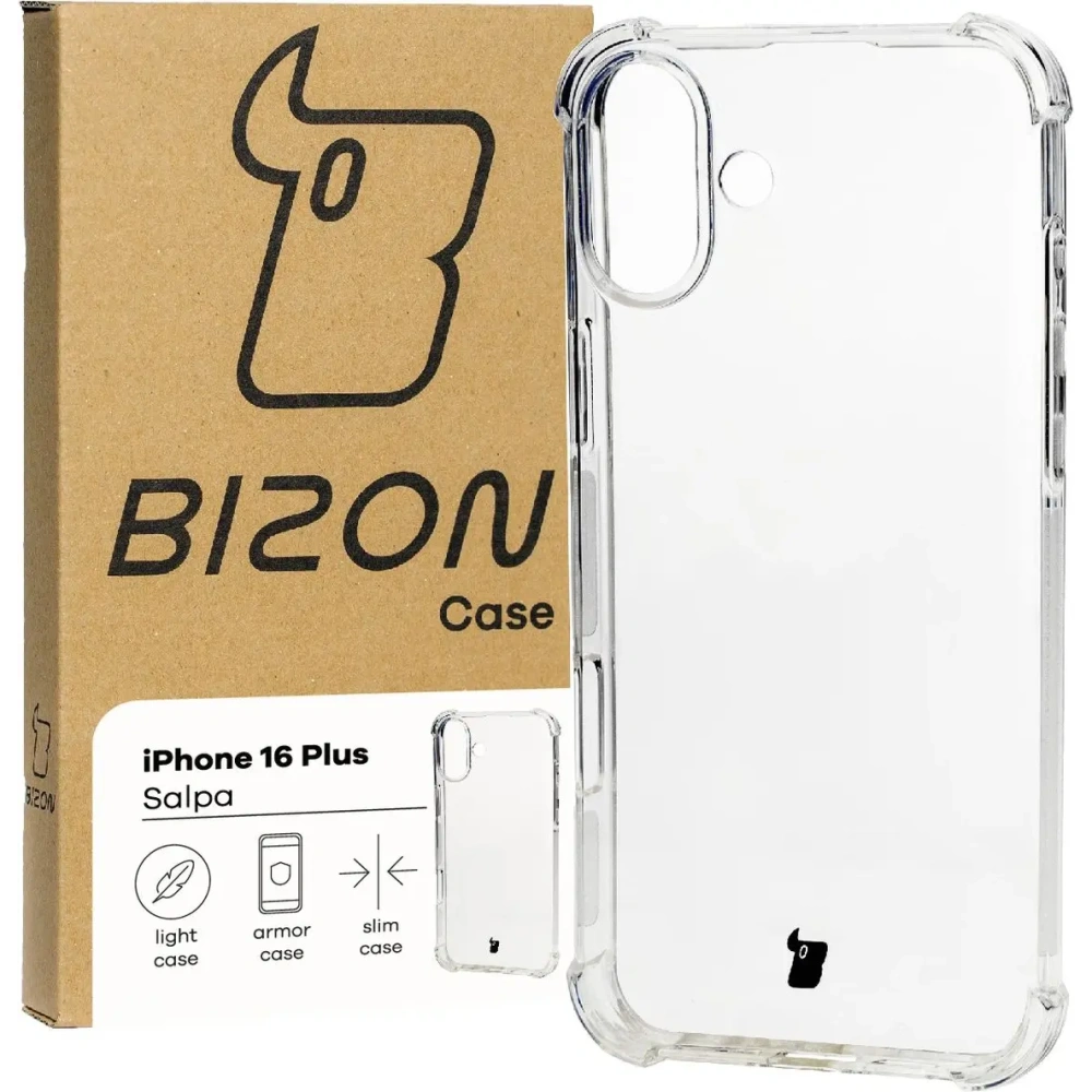 Elastyczne etui Bizon Case Salpa do Apple iPhone 16 Plus przezroczyste