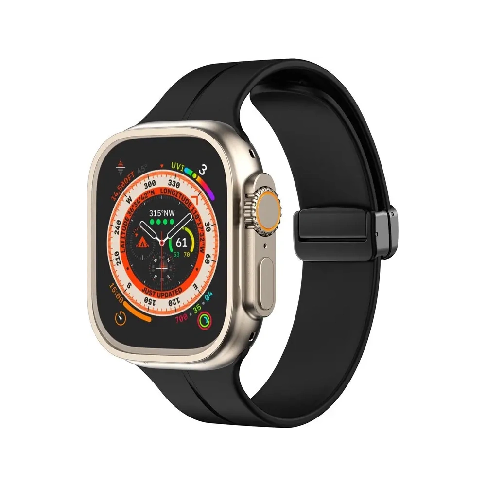 Silikonowy pasek Bizon Strap Watch Silicone do Apple Watch 44/45/46/49 mm czarny