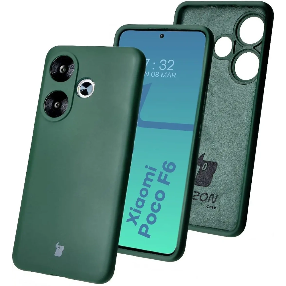 Silikonowe etui Bizon Soft Case do Xiaomi Poco F6 ciemnozielone