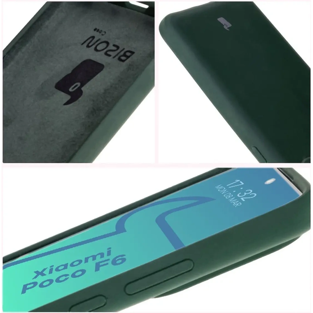 Silikonowe etui Bizon Soft Case do Xiaomi Poco F6 ciemnozielone