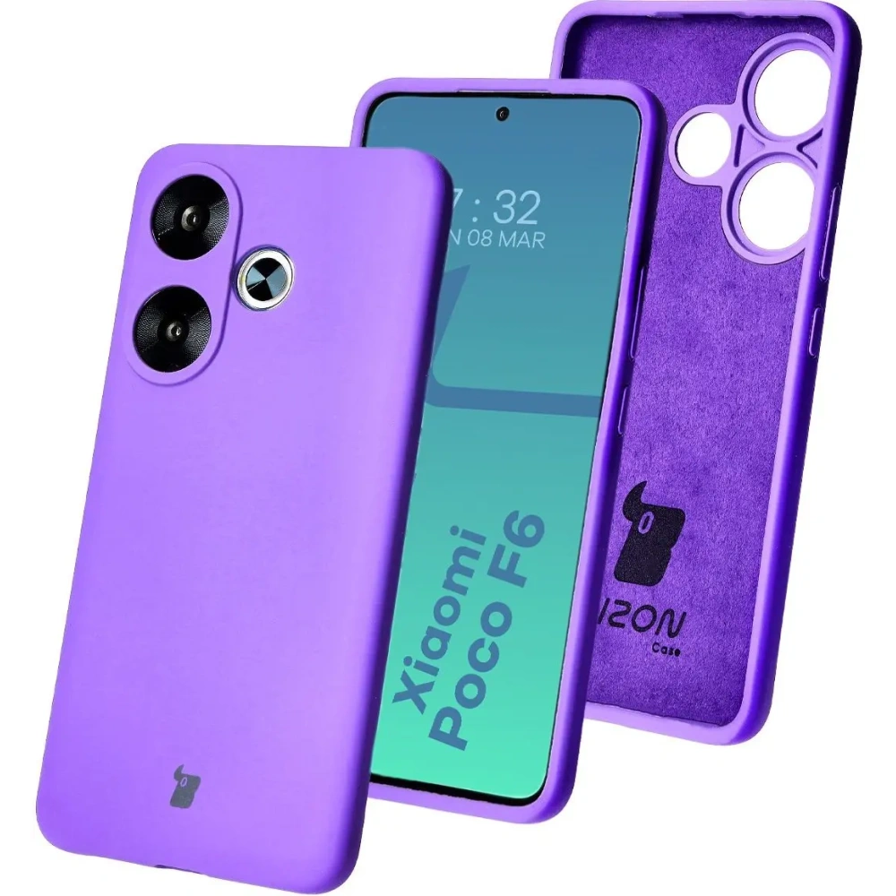 Silikonowe etui Bizon Soft Case do Xiaomi Poco F6 fioletowe