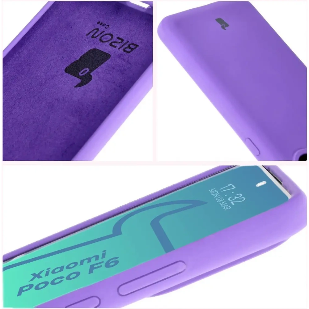 Silikonowe etui Bizon Soft Case do Xiaomi Poco F6 fioletowe