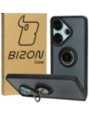 Etui s úchytem na prst Bizon Case Hybrid Ring pro Xiaomi Poco F6 kouřové s černým rámem
