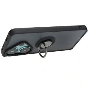 Caz hybrid de bizon Ring Xiaomi Poco F6 smoky cu un cadru negru