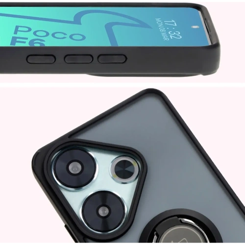 Kup Etui s úchytem na prst Bizon Case Hybrid Ring pro Xiaomi Poco F6 kouřové s černým rámem - BIZ6184 - {ean13} - Sklep Home Screen