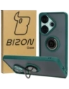 Etui s držákem na prst Bizon Case Hybrid Ring pro Xiaomi Poco F6 kouřové s tmavě zeleným rámečkem