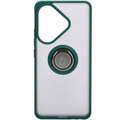 Kup Etui s držákem na prst Bizon Case Hybrid Ring pro Xiaomi Poco F6 kouřové s tmavě zeleným rámečkem - BIZ6186 - {ean13} - Sklep Home Screen