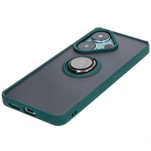 Kup Etui s držákem na prst Bizon Case Hybrid Ring pro Xiaomi Poco F6 kouřové s tmavě zeleným rámečkem - BIZ6186 - {ean13} - Sklep Home Screen