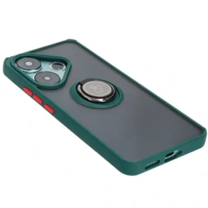 Kup Etui z uchwytem na palec Bizon Case Hybrid Ring do Xiaomi Poco F6 przydymione z ciemnozieloną ramką - BIZ6186 - {ean13} - Sklep Home Screen