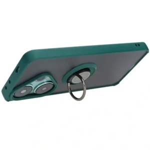 Bizon Case Hybrid Ring Xiaomi Poco F6 fumuriu cu un cadru verde închis
