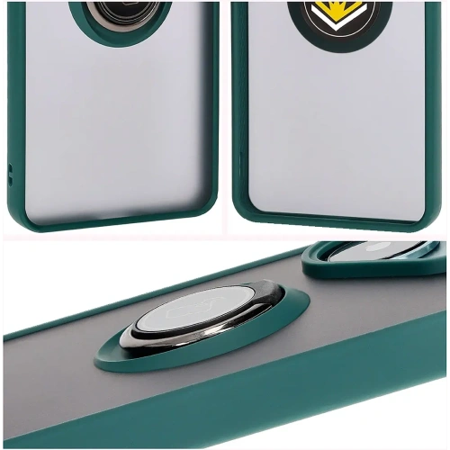 Buy Bizon Case Hybrid Ring Xiaomi Poco F6 smoky with a dark green frame - BIZ6186 - {ean13} - Home Screen Store Europe