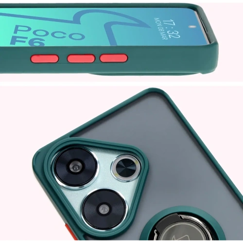 Buy Bizon Case Hybrid Ring Xiaomi Poco F6 smoky with a dark green frame - BIZ6186 - {ean13} - Home Screen Store Europe