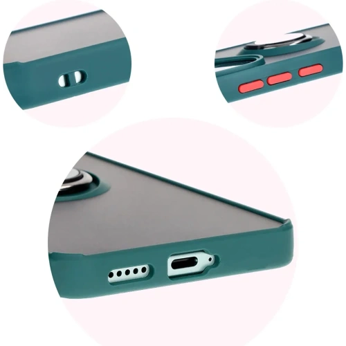 Kup Etui s držákem na prst Bizon Case Hybrid Ring pro Xiaomi Poco F6 kouřové s tmavě zeleným rámečkem - BIZ6186 - {ean13} - Sklep Home Screen