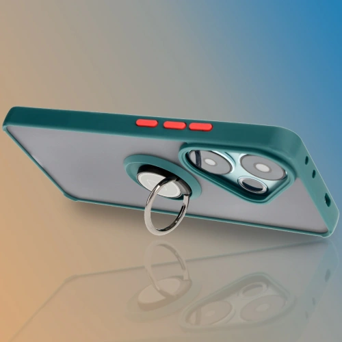 Kup Etui s držákem na prst Bizon Case Hybrid Ring pro Xiaomi Poco F6 kouřové s tmavě zeleným rámečkem - BIZ6186 - {ean13} - Sklep Home Screen