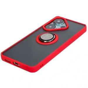 Kup Etui z uchwytem na palec Bizon Case Hybrid Ring do Xiaomi Poco F6 przydymione z czerwoną ramką - BIZ6187 - {ean13} - Sklep Home Screen