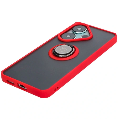 Kup Bizon Case Hybrid Ring Xiaomi Poco F6 rauchig mit einem roten Rahmen - BIZ6187 - {ean13} - Sklep Home Screen