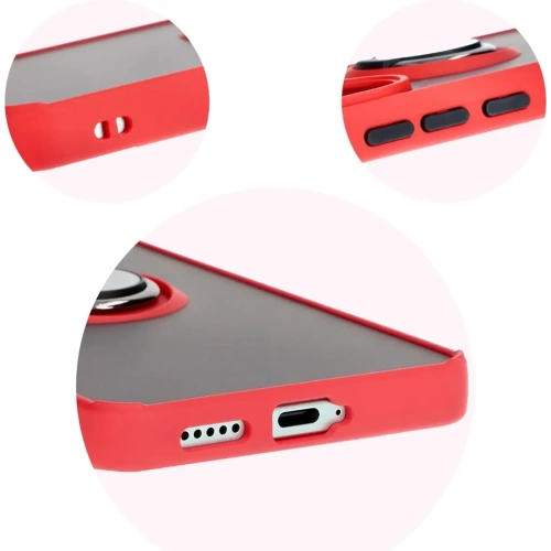 Kup Bizon Case Hybrid Ring Xiaomi Poco F6 rauchig mit einem roten Rahmen - BIZ6187 - {ean13} - Sklep Home Screen
