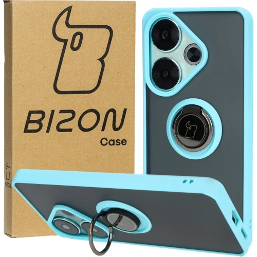 Kup Bizon Case Hybrid Ring Xiaomi Poco F6 smoky cu un cadru bleu deschis - BIZ6188 - {ean13} - Sklep Home Screen