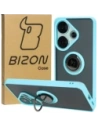 Bizon Case Hybrid Ring Xiaomi Poco F6 smoky with a light blue frame