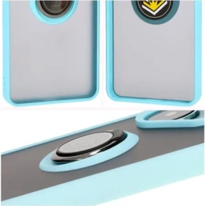 Kup Etui z uchwytem na palec Bizon Case Hybrid Ring do Xiaomi Poco F6 przydymione z jasnoniebieską ramką - BIZ6188 - {ean13} - Sklep Home Screen
