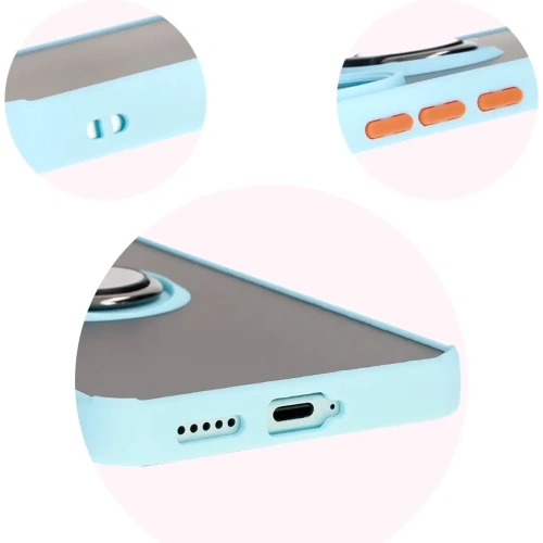 Kup Bizon Case Hybrid Ring Xiaomi Poco F6 smoky cu un cadru bleu deschis - BIZ6188 - {ean13} - Sklep Home Screen
