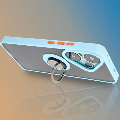 Kup Etui z uchwytem na palec Bizon Case Hybrid Ring do Xiaomi Poco F6 przydymione z jasnoniebieską ramką - BIZ6188 - {ean13} - Sklep Home Screen