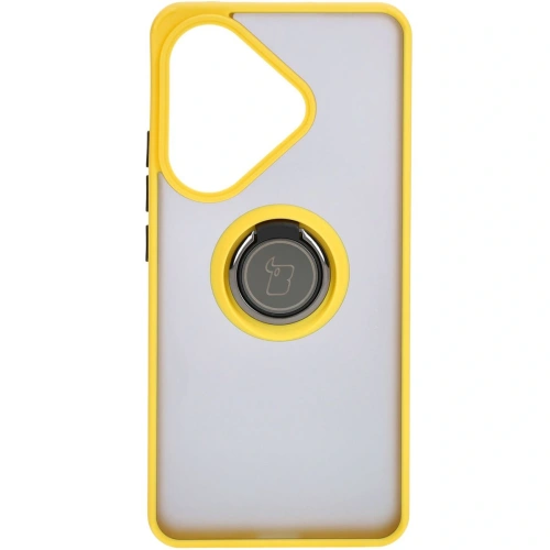 Buy Bizon Case Hybrid Ring Xiaomi Poco F6 smoky with a yellow frame - BIZ6189 - {ean13} - Home Screen Store Europe