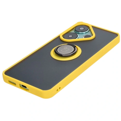 Buy Bizon Case Hybrid Ring Xiaomi Poco F6 smoky with a yellow frame - BIZ6189 - {ean13} - Home Screen Store Europe